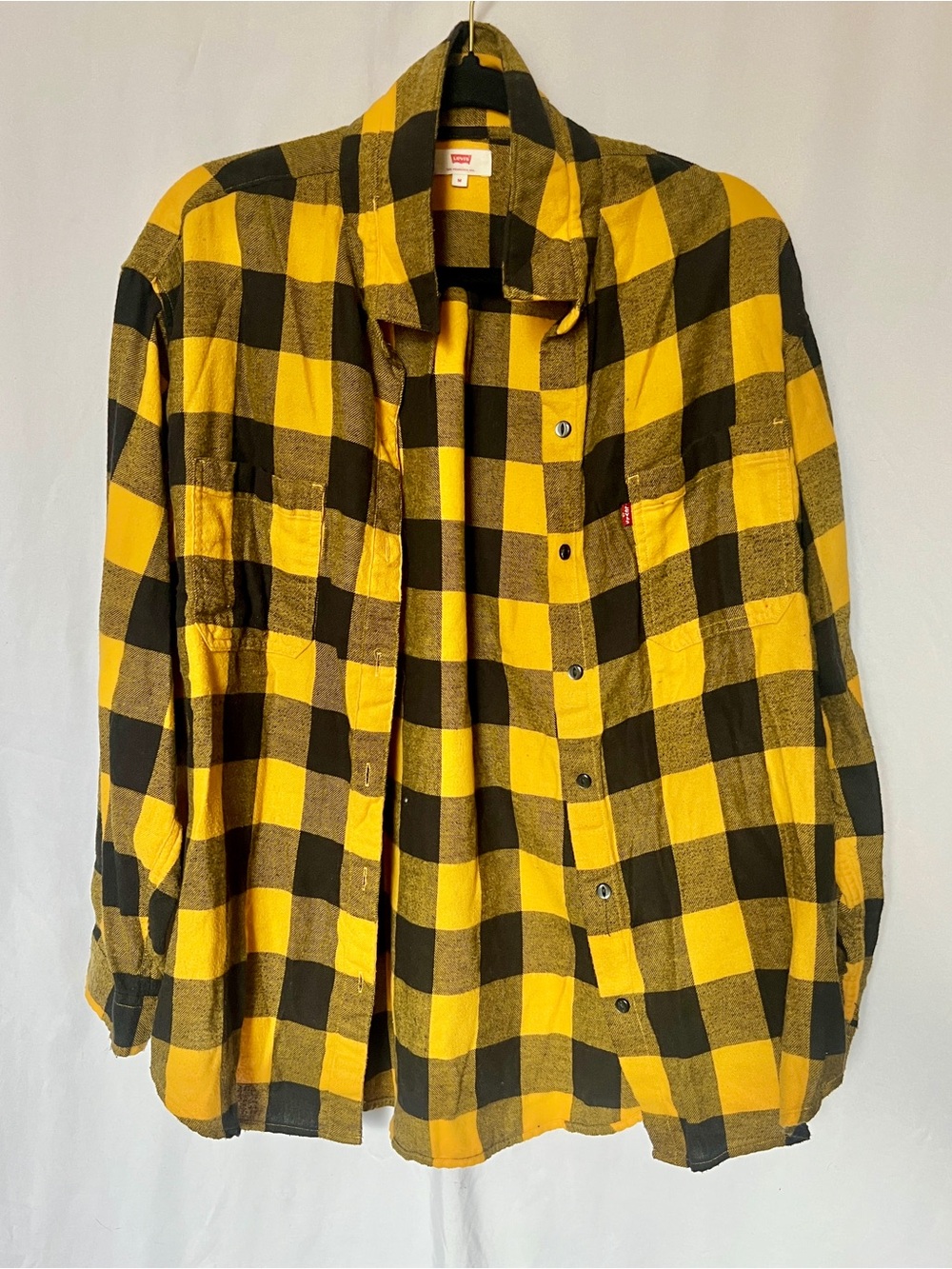 Levi's Yellow and Black Plaid Button-Down Shirt